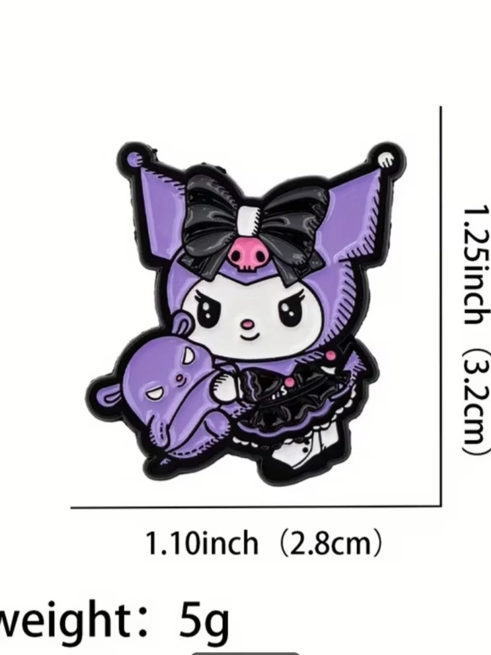 Kuromi-Inspired Purple Enamel Pin - Cute Gothic Accessory